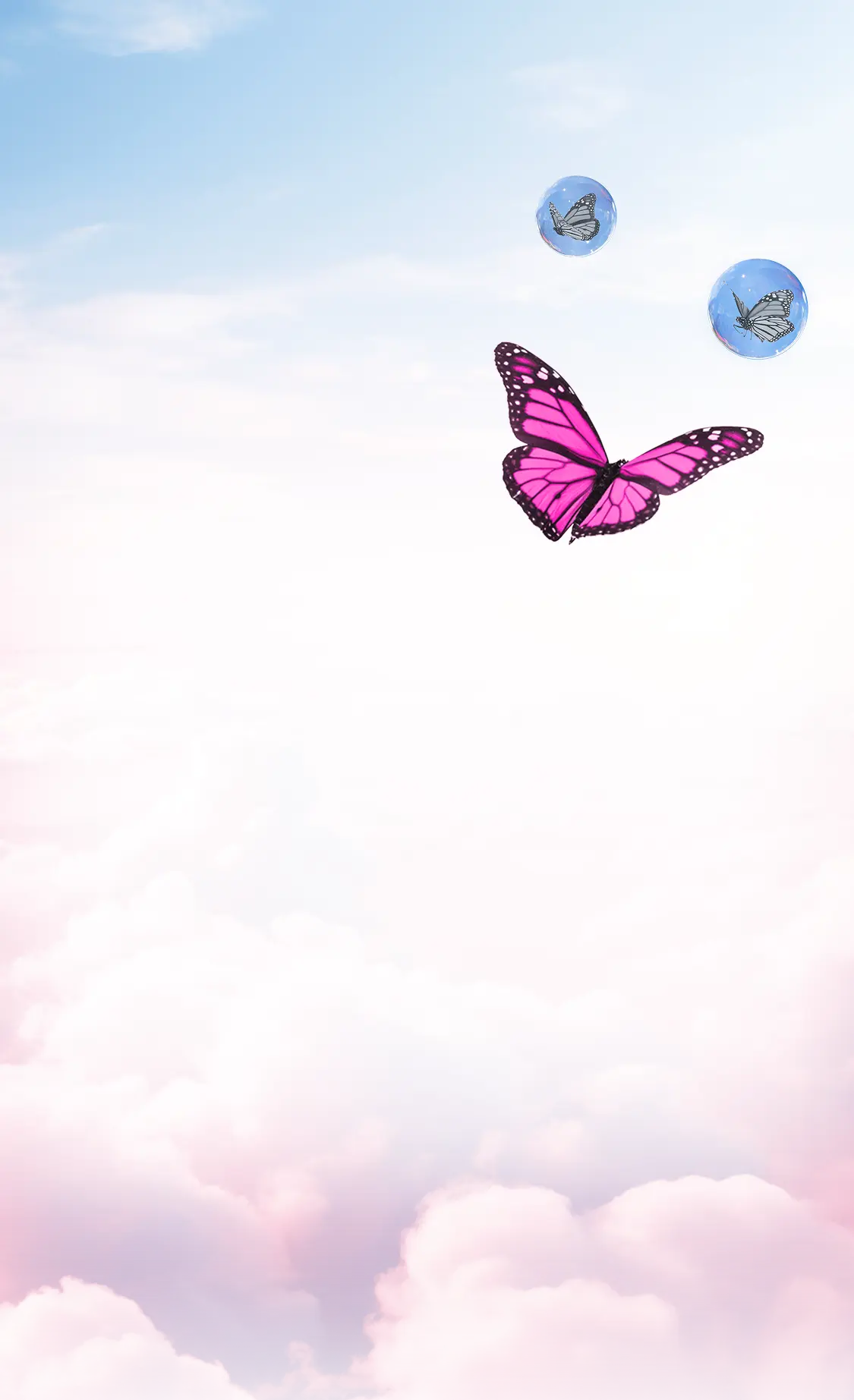 Butterflies flying through the sky